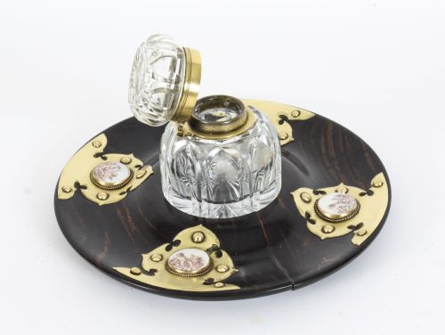 ANTIQUE ENGLISH COROMANDEL ORMOLU MOUNTED FOUR PIECE DESK SET MID 19TH C - ADDITIONAL PHOTO 28