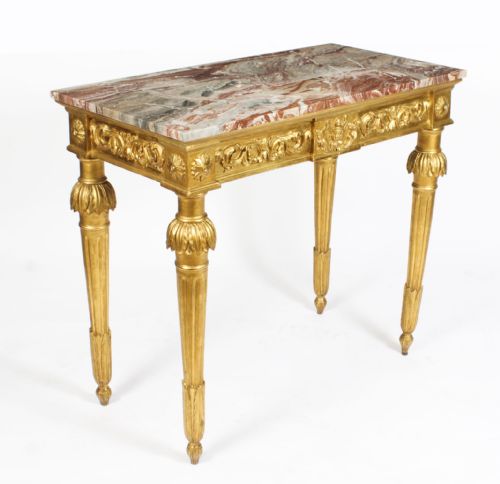 Antique Louis Xv Revival Carved Giltwood Console Pier Table C.1870 19th C
