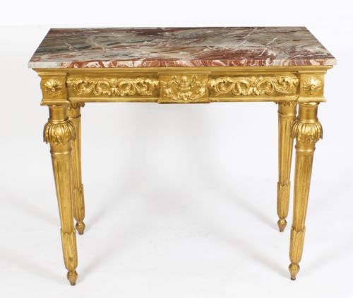fig 1. Antique Louis XV Revival Carved Giltwood Console Pier Table c.1870 19th C