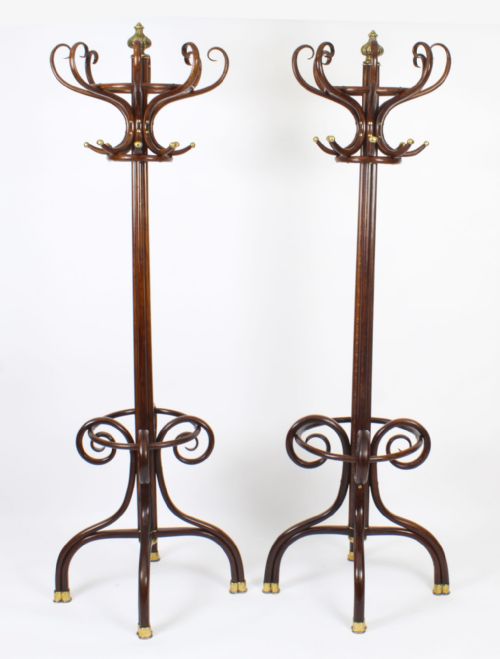 Antique Pair Victorian Thonet Bentwood Hall Umbrella Coat Stands 19th Century
