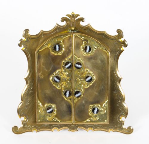 ANTIQUE ORMOLU AGATE MOUNTED EASEL PHOTO FRAME 19TH CENTURY - ADDITIONAL PHOTO 1