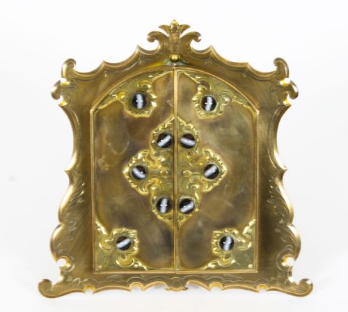 ANTIQUE ORMOLU AGATE MOUNTED EASEL PHOTO FRAME 19TH CENTURY - ADDITIONAL PHOTO 3