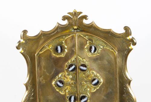 ANTIQUE ORMOLU AGATE MOUNTED EASEL PHOTO FRAME 19TH CENTURY - ADDITIONAL PHOTO 4
