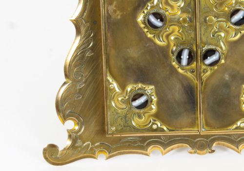 ANTIQUE ORMOLU AGATE MOUNTED EASEL PHOTO FRAME 19TH CENTURY - ADDITIONAL PHOTO 5