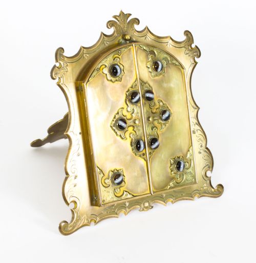 ANTIQUE ORMOLU AGATE MOUNTED EASEL PHOTO FRAME 19TH CENTURY - ADDITIONAL PHOTO 9
