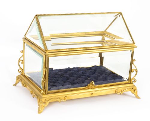 Antique French Ormolu Bevelled Glass Bijouterie Table Top Display Cabinet 19th C