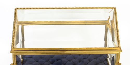fig 3. Antique French Ormolu Bevelled Glass Bijouterie Table Top Display Cabinet 19th C