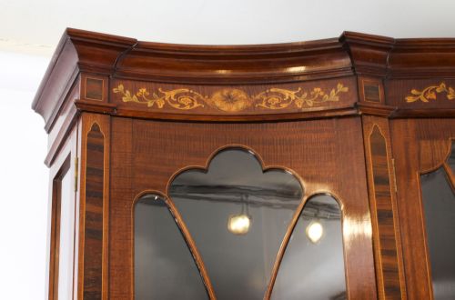 fig 2. Antique Edwardian Marquetry Inlaid Library Bookcase / Display Cabinet C1900