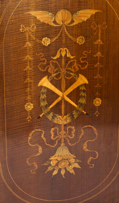 fig 5. Antique Edwardian Marquetry Inlaid Library Bookcase / Display Cabinet C1900