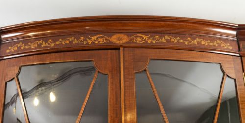 fig 6. Antique Edwardian Marquetry Inlaid Library Bookcase / Display Cabinet C1900