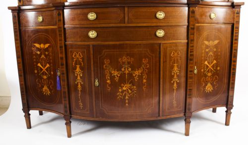 fig 7. Antique Edwardian Marquetry Inlaid Library Bookcase / Display Cabinet C1900