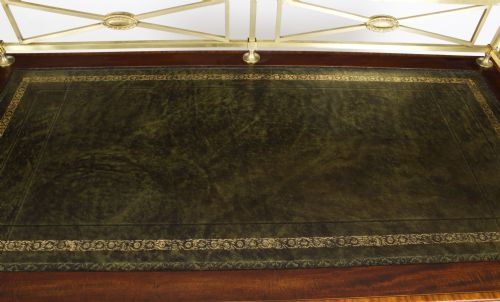fig 3. Antique Victorian Inlaid Mahogany Pedestal Desk 19th C
