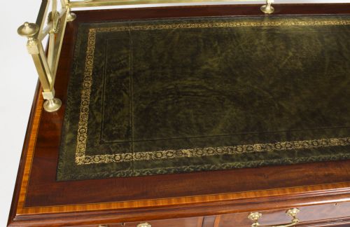fig 4. Antique Victorian Inlaid Mahogany Pedestal Desk 19th C
