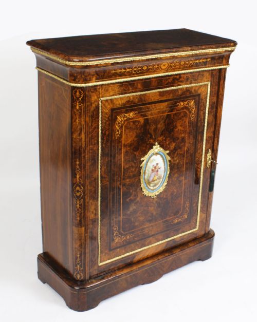 Antique Victorian Pier Cabinet Sevres Plaque C.1860 19th Century
