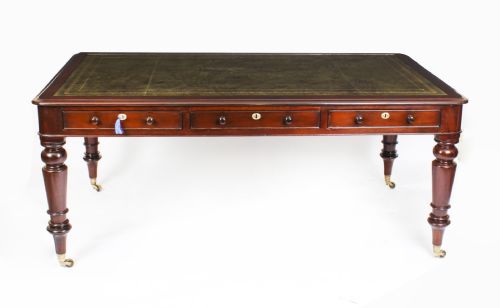 Antique 6ft William IV 6 Drawer Partners Writing Table Desk 19th C
