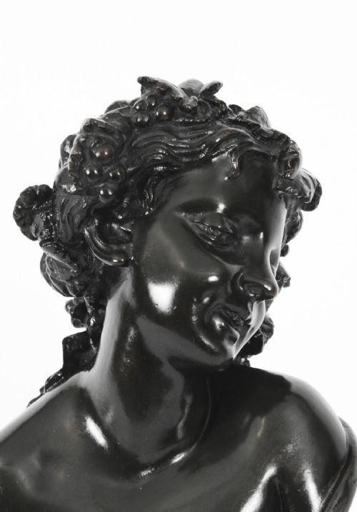 fig 2. Antique Pair Italian Bronze Busts Dionysus and Ariadne by Clodion 18th C
