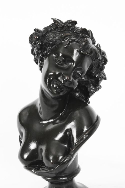 fig 5. Antique Pair Italian Bronze Busts Dionysus and Ariadne by Clodion 18th C
