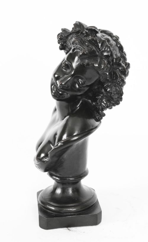 fig 6. Antique Pair Italian Bronze Busts Dionysus and Ariadne by Clodion 18th C
