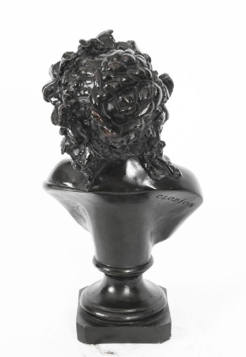 fig 7. Antique Pair Italian Bronze Busts Dionysus and Ariadne by Clodion 18th C
