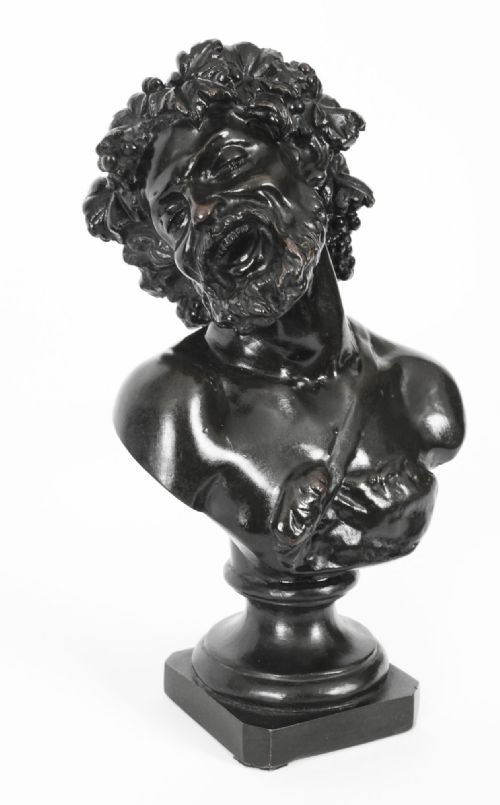 fig 9. Antique Pair Italian Bronze Busts Dionysus and Ariadne by Clodion 18th C
