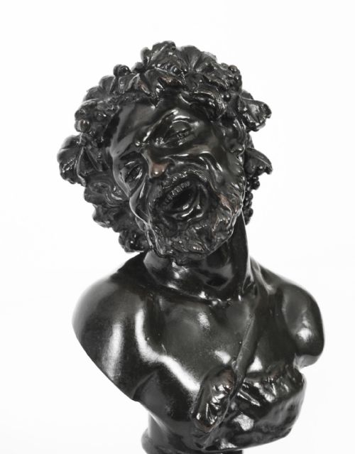 fig 10. Antique Pair Italian Bronze Busts Dionysus and Ariadne by Clodion 18th C
