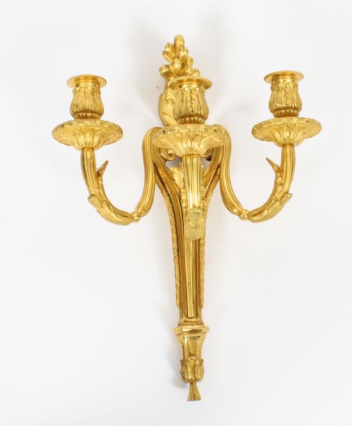 fig 1. Antique Adam Revival Pair Decorative Triple Branch Wall Lights 19th C