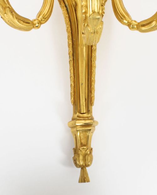 fig 4. Antique Adam Revival Pair Decorative Triple Branch Wall Lights 19th C