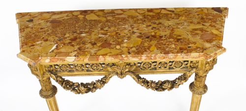 fig 2. Antique Louis XV Revival Carved Giltwood Console Pier Table c.1830 19th C