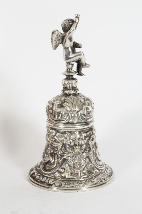 fig 2. Antique Silver Plated Hand Bell Renaissance Revival 19th Century
