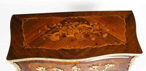 ANTIQUE FRENCH LOUIS REVIVAL KINGWOOD MARQUETRY COMMODE C1880 - ADDITIONAL PHOTO 2