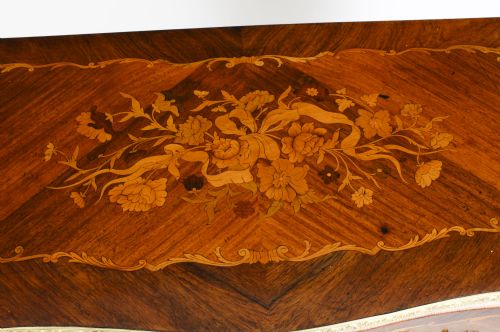 ANTIQUE FRENCH LOUIS REVIVAL KINGWOOD MARQUETRY COMMODE C1880 - ADDITIONAL PHOTO 4