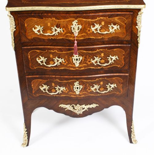 ANTIQUE FRENCH LOUIS REVIVAL KINGWOOD MARQUETRY COMMODE C1880 - ADDITIONAL PHOTO 5