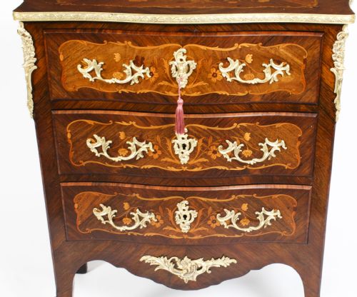 ANTIQUE FRENCH LOUIS REVIVAL KINGWOOD MARQUETRY COMMODE C1880 - ADDITIONAL PHOTO 6