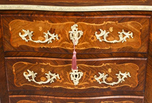 ANTIQUE FRENCH LOUIS REVIVAL KINGWOOD MARQUETRY COMMODE C1880 - ADDITIONAL PHOTO 7