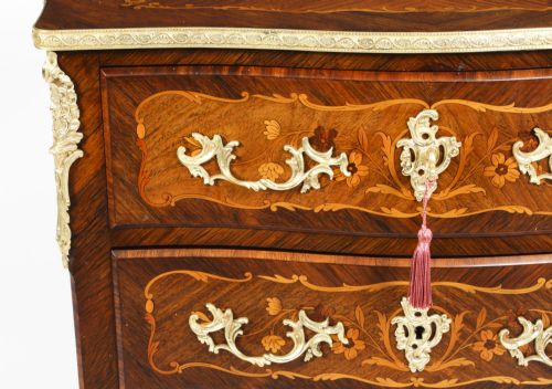 ANTIQUE FRENCH LOUIS REVIVAL KINGWOOD MARQUETRY COMMODE C1880 - ADDITIONAL PHOTO 8