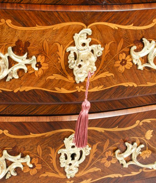 ANTIQUE FRENCH LOUIS REVIVAL KINGWOOD MARQUETRY COMMODE C1880 - ADDITIONAL PHOTO 9