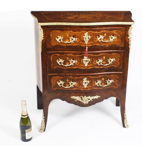 ANTIQUE FRENCH LOUIS REVIVAL KINGWOOD MARQUETRY COMMODE C1880 - ADDITIONAL PHOTO 19