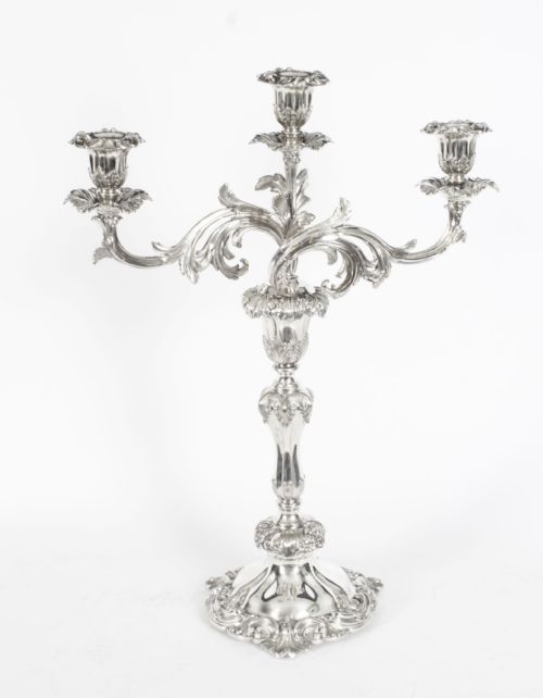 fig 1. Antique Pair Regency Three Light Candelabra Creswick & Co, C1820 19th C