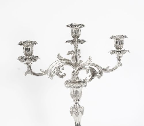 fig 2. Antique Pair Regency Three Light Candelabra Creswick & Co, C1820 19th C