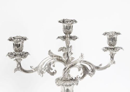 fig 3. Antique Pair Regency Three Light Candelabra Creswick & Co, C1820 19th C