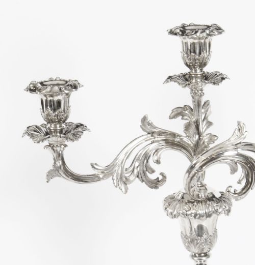 fig 5. Antique Pair Regency Three Light Candelabra Creswick & Co, C1820 19th C