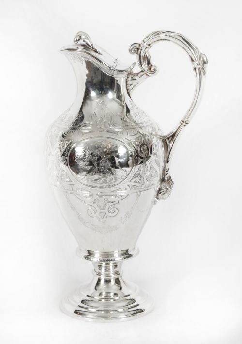 Antique Silver Plated Claret Wine Jug Yacht Race 1st Prize 19th C
