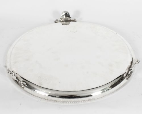 ANTIQUE LARGE ENGLISH VICTORIAN SILVER PLATED SALVER 19TH CENTURY - ADDITIONAL PHOTO 10