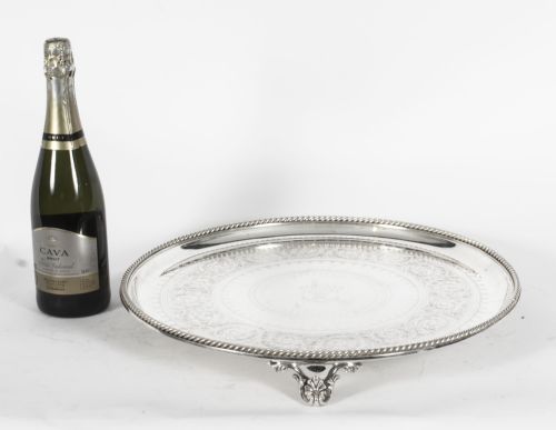 ANTIQUE LARGE ENGLISH VICTORIAN SILVER PLATED SALVER 19TH CENTURY - ADDITIONAL PHOTO 12