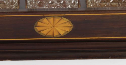 fig 4. Antique Inlaid Walnut Three Cut Crystal Decanter Tantalus C1870 19th C