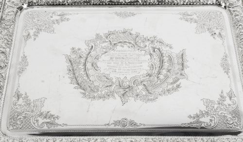 ANTIQUE SILVER PLATED SALVER BY FENTON RUSSEL C1880 19TH C - ADDITIONAL PHOTO 2