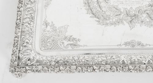 ANTIQUE SILVER PLATED SALVER BY FENTON RUSSEL C1880 19TH C - ADDITIONAL PHOTO 3