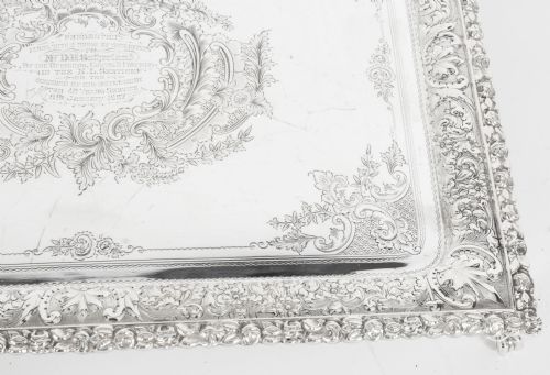 ANTIQUE SILVER PLATED SALVER BY FENTON RUSSEL C1880 19TH C - ADDITIONAL PHOTO 5