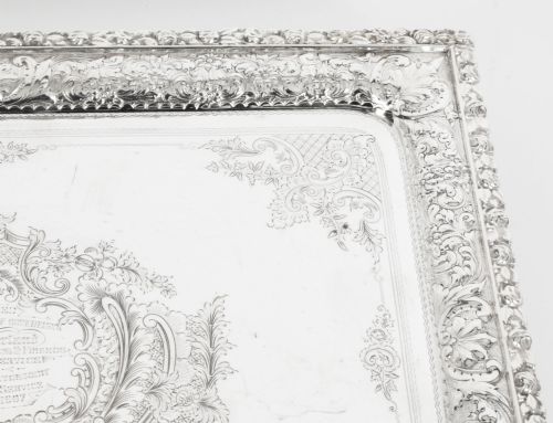 ANTIQUE SILVER PLATED SALVER BY FENTON RUSSEL C1880 19TH C - ADDITIONAL PHOTO 7