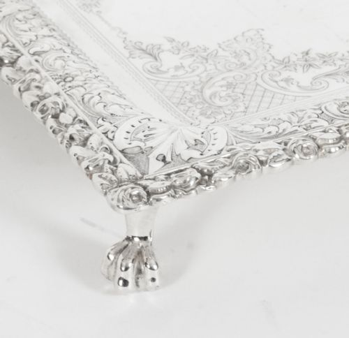 ANTIQUE SILVER PLATED SALVER BY FENTON RUSSEL C1880 19TH C - ADDITIONAL PHOTO 9